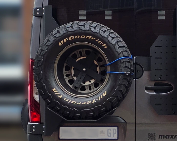 X Carrier for spare wheel on Sprinter rear left door, incl base carrier, spare wheel mounting & lock