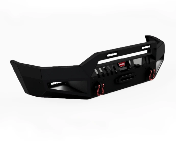 X Bumper in aluminium with steel winch cradle, recovery points & shackles, and 4x built-in flood lights for Sprinter 2L